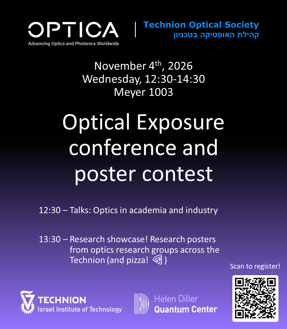 Optical exposure conference poster. 04 November 2026, 12:30-13:30 lectures, 13:30-14:30 poster session